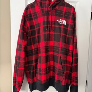 The North Face Red and Black Buffalo plaid Hoodie
